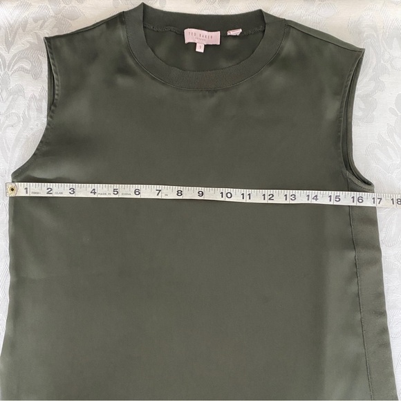 Ted Baker Samiey Ruched Side Satin Top, Green - Picture 12 of 12